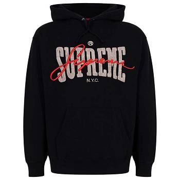 Supreme Embroide Chenilles Hoodie Black | IL483EX